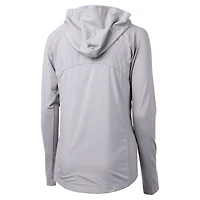 Sweat à capuche hybride recyclé entièrement zippé en tricot écologique Adapt pour femme, gris chiné, avec logo du casque des Vikings Minnesota, Cutter & Buck