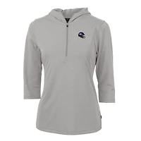 Sweat à capuche demi-zippé recyclé DryTec Virtue Eco Pique pour femme, blanc, avec logo du casque des Vikings Minnesota, Cutter & Buck