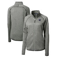 Veste en tricot à fermeture éclair intégrale pour femme, gris chiné, avec logo du casque des Vikings Minnesota, Cutter & Buck