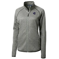 Veste en tricot à fermeture éclair intégrale pour femme, gris chiné, avec logo du casque des Vikings Minnesota, Cutter & Buck