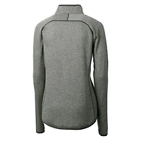 Veste en tricot à fermeture éclair intégrale pour femme, gris chiné, avec logo du casque des Vikings Minnesota, Cutter & Buck