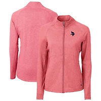 Veste zippée intégrale en tricot recyclé Adapt Eco Knit des Vikings du Minnesota pour femme, rouge chiné Cutter & Buck