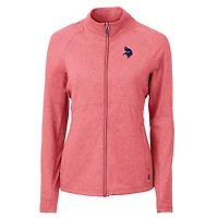 Veste zippée intégrale en tricot recyclé Adapt Eco Knit des Vikings du Minnesota pour femme, rouge chiné Cutter & Buck