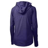 Sweat à capuche hybride entièrement zippé et recyclé pour femme, en tricot écologique, avec logo du casque des Vikings Minnesota, violet, Cutter & Buck