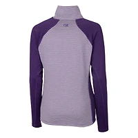 Haut demi-zippé extensible à rayures ton sur DryTec Forge pour femme, violet, avec logo du casque des Vikings Minnesota, Cutter & Buck