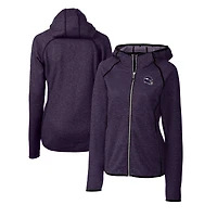 Sweat à capuche zippé en tricot violet pour femme, avec logo du casque des Vikings Minnesota, Cutter & Buck
