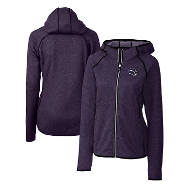 Sweat à capuche zippé en tricot violet pour femme, avec logo du casque des Vikings Minnesota, Cutter & Buck