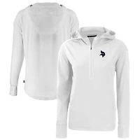 Sweat à capuche demi-zip écologique recyclé Daybreak pour femme, blanc, des Vikings du Minnesota, Cutter & Buck