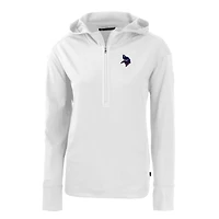 Sweat à capuche demi-zip écologique recyclé Daybreak pour femme, blanc, des Vikings du Minnesota, Cutter & Buck
