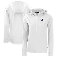 Sweat à capuche demi-zippé écologique Daybreak pour femme, blanc, motif casque des Vikings du Minnesota, Cutter & Buck
