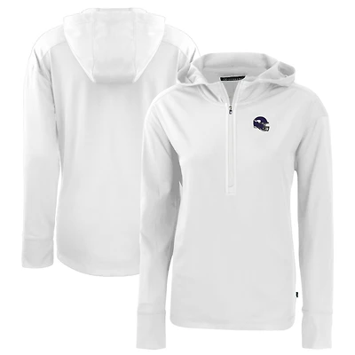 Sweat à capuche demi-zippé écologique Daybreak pour femme, blanc, motif casque des Vikings du Minnesota, Cutter & Buck