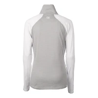Haut demi-zippé extensible à rayures ton sur DryTec Forge pour femme, blanc, avec logo du casque des Vikings Minnesota, Cutter & Buck