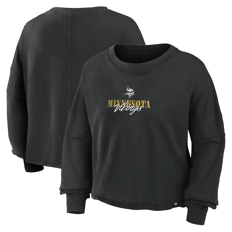 Haut oversize à manches longues et coupe carrée style carré Minnesota Vikings noir pour femme de Fanatics