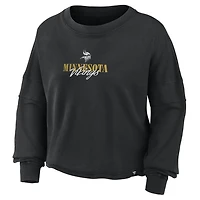 Women's Fanatics Black Minnesota Vikings Oversized Chop Block Boxy Long Sleeve Top
