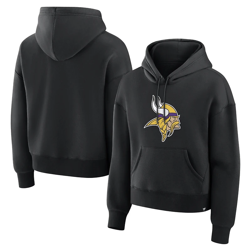 Women's Fanatics Black Minnesota Vikings Relaxed High Hip Essential Legacy Hoodie