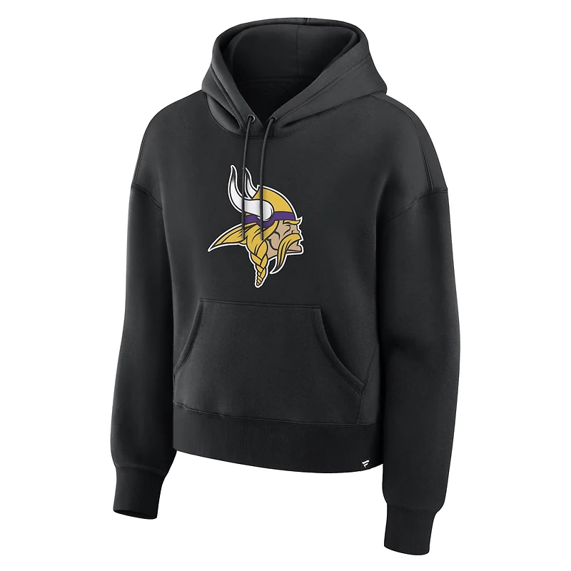 Women's Fanatics Black Minnesota Vikings Relaxed High Hip Essential Legacy Hoodie