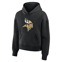 Women's Fanatics Black Minnesota Vikings Relaxed High Hip Essential Legacy Hoodie