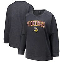 Sweat-shirt raglan délavé à l'acide Fanatics Charcoal Minnesota Vikings pour femmes