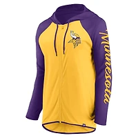 Sweat à capuche entièrement zippé avec inscription Minnesota Vikings doré/violet Fanatics pour femme