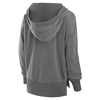Sweat à capuche col en V molleton français délavé pour femme Fanatics Heather Charcoal Minnesota Vikings Initiative Snow Wash