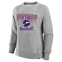 Women's Fanatics Heather Gray Minnesota Vikings Hit Hard Fleece Pullover Sweatshirt
