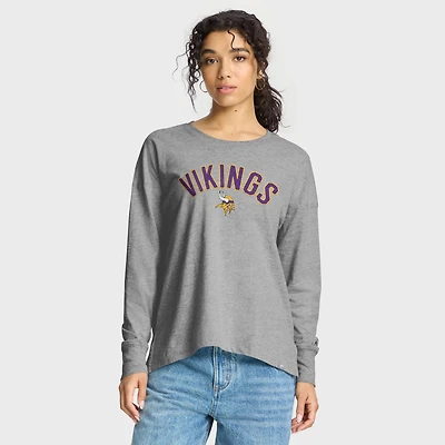 T-shirt à manches longues Fanatics Heather Grey Minnesota Vikings Hometown Legacy pour femme