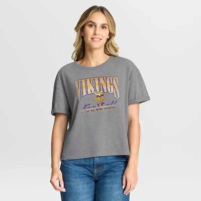 T-shirt boxy tri-blend gris chiné pour femme Fanatics Minnesota Vikings Overplayed Tribute