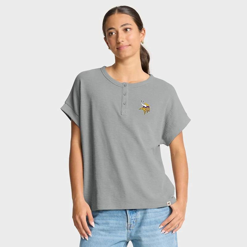 Women's Fanatics Heather Gray Minnesota Vikings Oversized Hometown Premium Henley Shirt