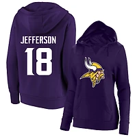 Women's Fanatics Justin Jefferson Purple Minnesota Vikings Plus Player Name & Number V-Neck Hoodie