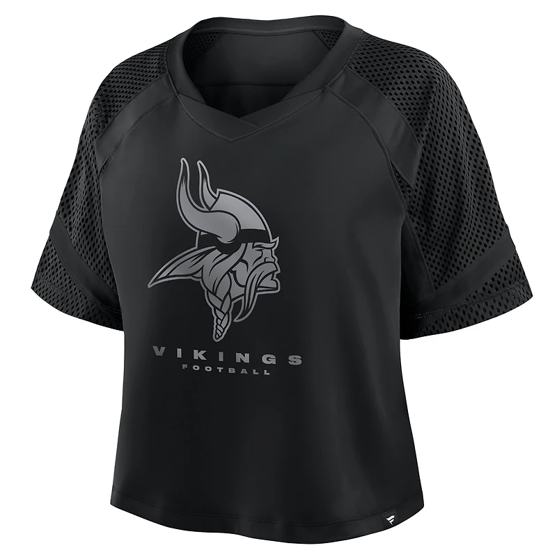 Women's Fanatics Minnesota Vikings Oversized Raglan V-Neck Blackout Fashion Jersey