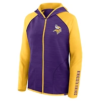 Sweat à capuche zippé violet/or pour femme Fanatics des Vikings du Minnesota Redzone End Around Pass Raglan