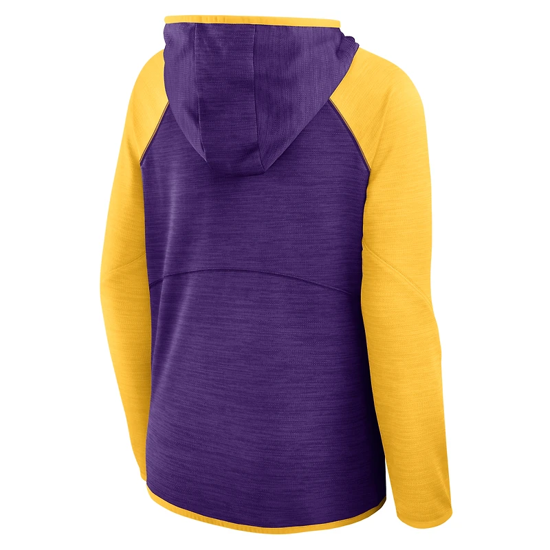 Sweat à capuche zippé violet/or pour femme Fanatics des Vikings du Minnesota Redzone End Around Pass Raglan