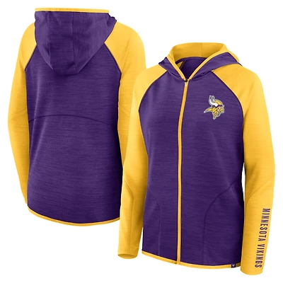 Sweat à capuche zippé violet/or pour femme Fanatics des Vikings du Minnesota Redzone End Around Pass Raglan