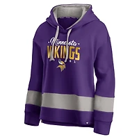 Women's Fanatics Purple/Gray Minnesota Vikings Huddle Up Fundamental Fleece Color Block Pullover Hoodie