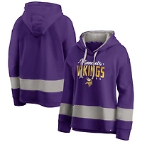 Women's Fanatics Purple/Gray Minnesota Vikings Huddle Up Fundamental Fleece Color Block Pullover Hoodie
