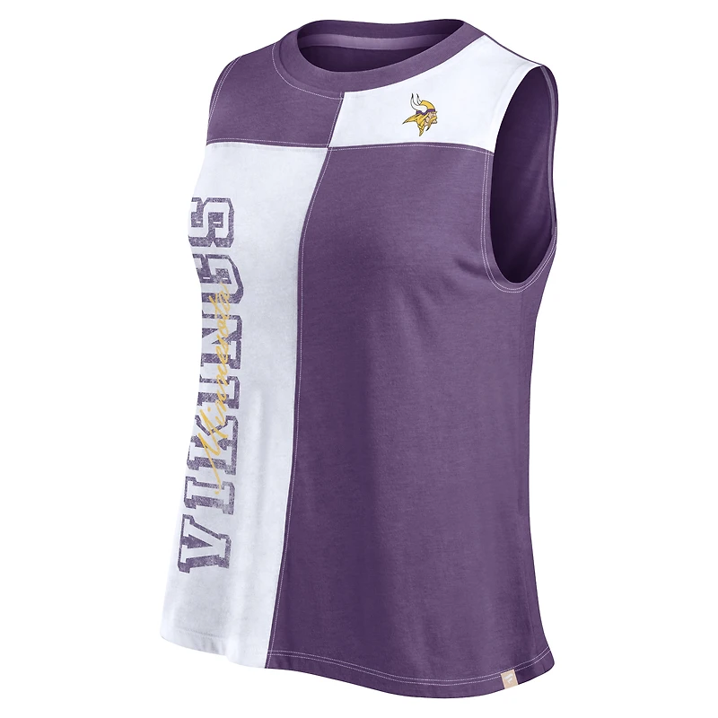 Women's Fanatics Purple/White Minnesota Vikings Script Color Block Tank Top