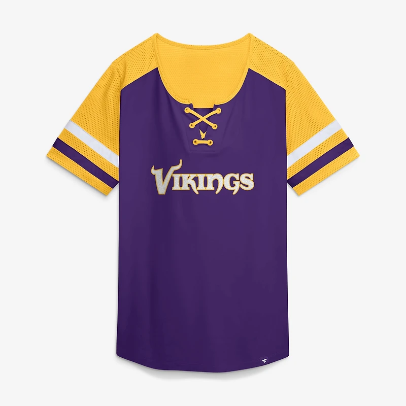 Women's Fanatics Purple Minnesota Vikings Curl Route Athena Lace-Up T-Shirt