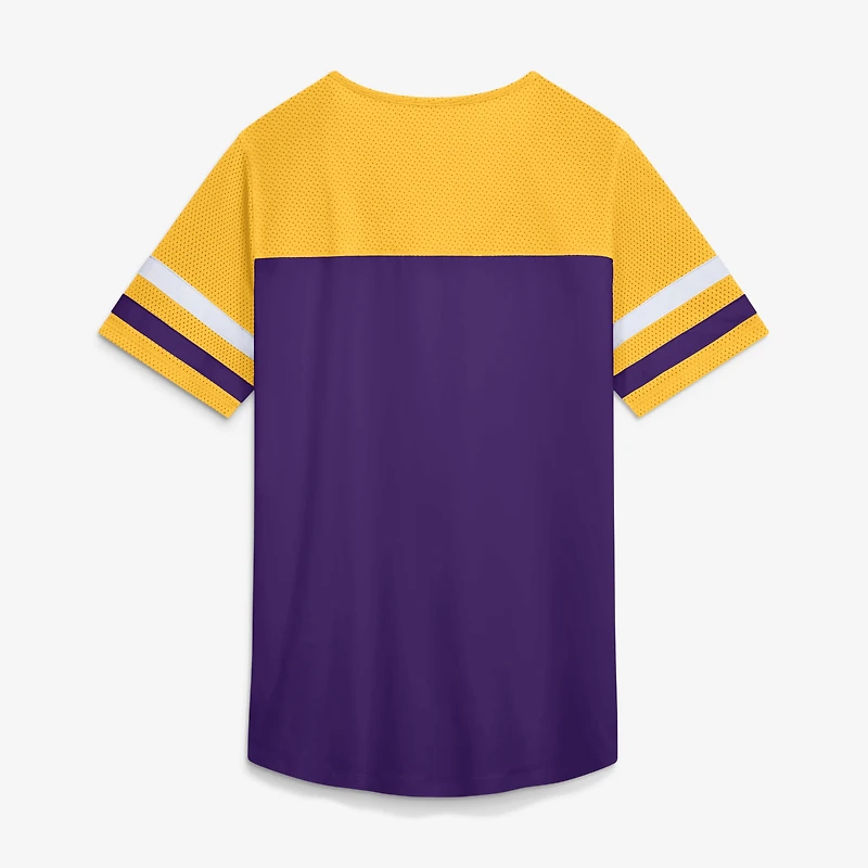Women's Fanatics Purple Minnesota Vikings Curl Route Athena Lace-Up T-Shirt