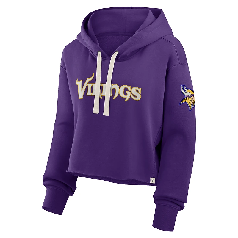 Sweat à capuche court surdimensionné violet des Vikings du Minnesota Fanatics pour femmes