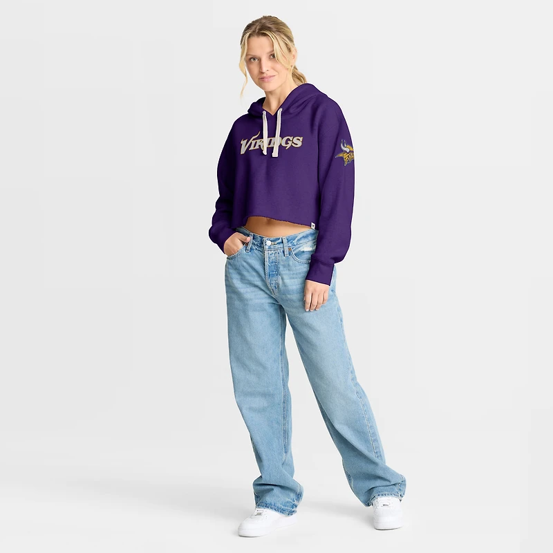 Sweat à capuche court surdimensionné violet des Vikings du Minnesota Fanatics pour femmes