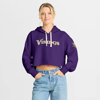 Women's Fanatics Purple Minnesota Vikings Oversized Hometown Heritage Cropped Hoodie