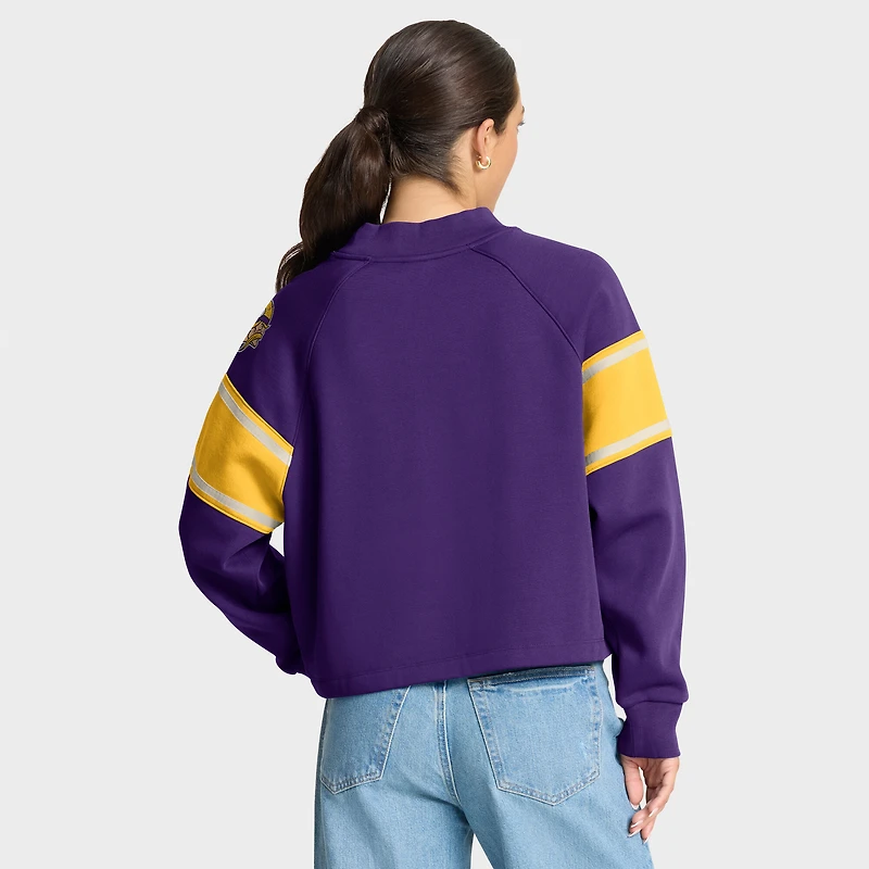 Women's Fanatics Purple Minnesota Vikings Oversized Hometown Toss Sweep Mock Neck Pullover