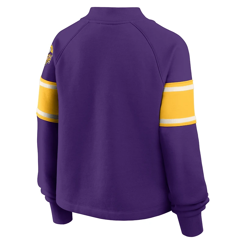 Pull surdimensionné violet à col montant pour femme Fanatics des Vikings du Minnesota
