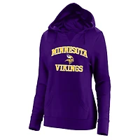 Sweat à capuche Fanatics violet Minnesota Vikings grande taille pour femme, col en V, motif cœur et âme.