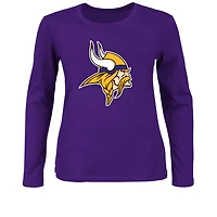 T-shirt à manches longues violet fanatiques pour femmes, grande taille, Minnesota Vikings