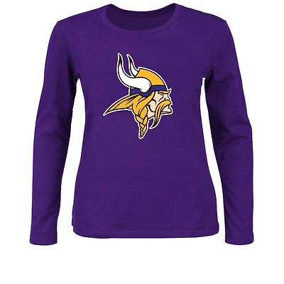 T-shirt à manches longues violet fanatiques pour femmes, grande taille, Minnesota Vikings
