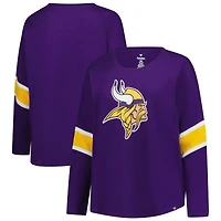 T-shirt violet à manches 3/4 et col rond pour femme, motif Fanatics des Vikings du Minnesota, grande taille, Redzone