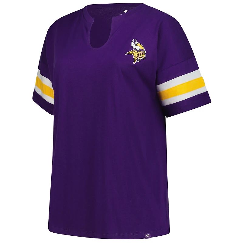 T-shirt violet à col cranté Redzone pour femme, grande taille, des Vikings du Minnesota