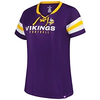 T-shirt à lacets et col cranté Athena Redzone pour femme, violet, motif fanatiques des Vikings du Minnesota, grande taille, strass