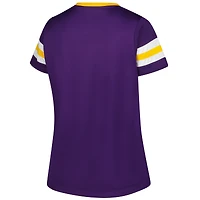 T-shirt à lacets et col cranté Athena Redzone pour femme, violet, motif fanatiques des Vikings du Minnesota, grande taille, strass